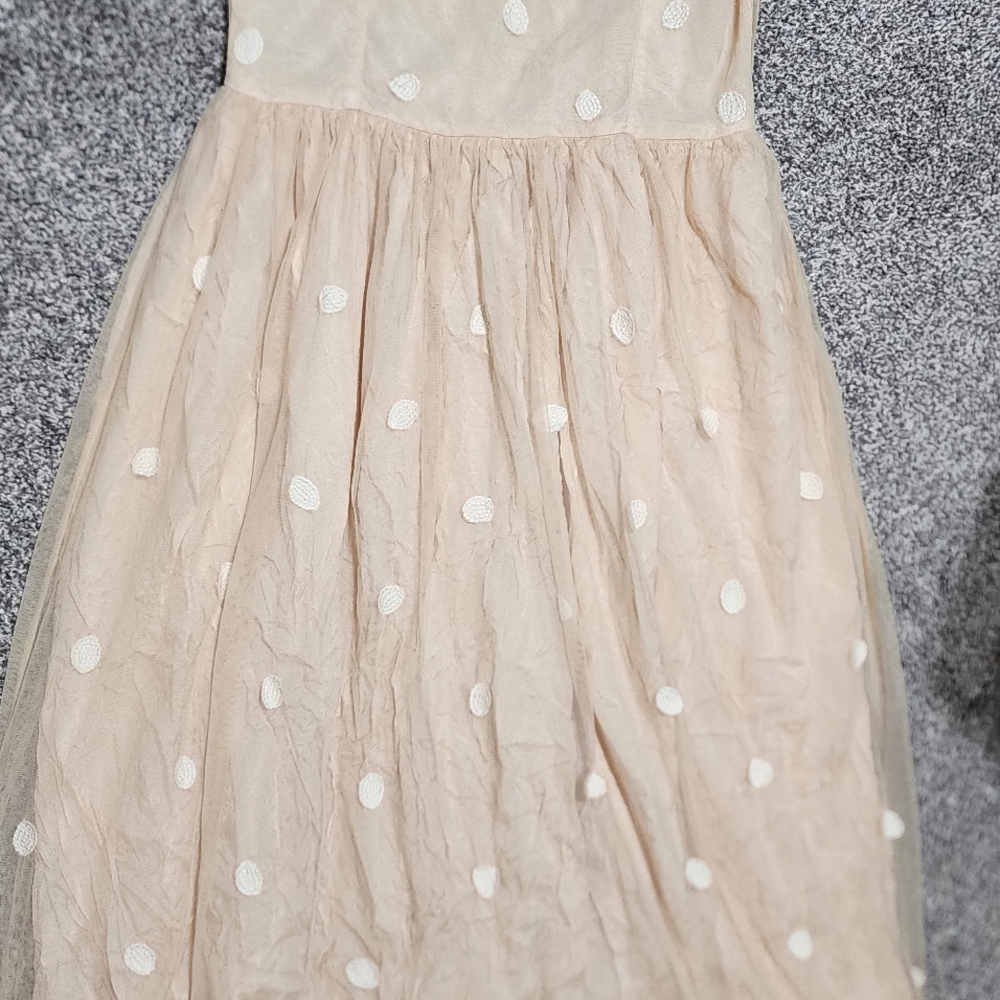Charming Cream Polka Dot  Dress